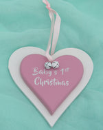 Baby's First Christmas Wooden Decoration Pink