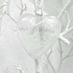 Baby's First Christmas Feather Heart Bauble